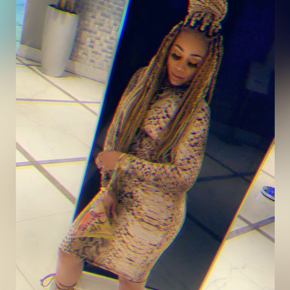 Snake print long sleeve dress